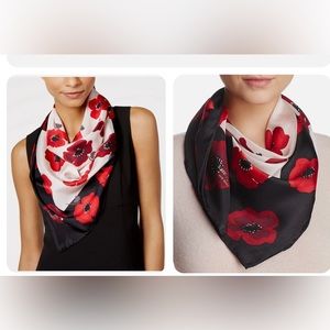 NWT Kate Spade 100% Silk Scarf Poppy square large scarf $78 retail